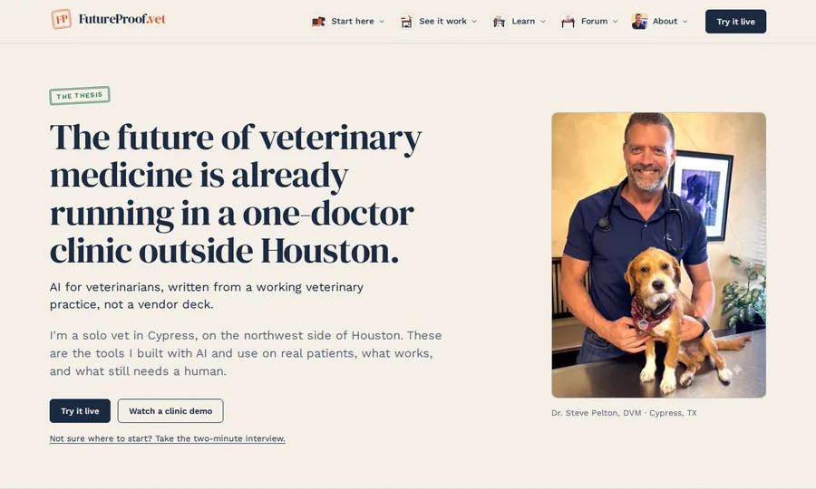 The FutureProof.vet home page