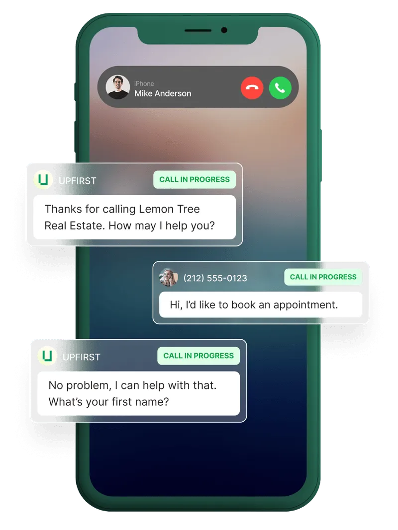 AI receptionist phone interface